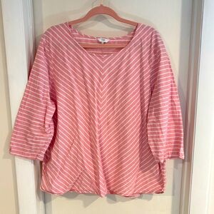 Cotton Traders Linen Pink and White Blouse size 16